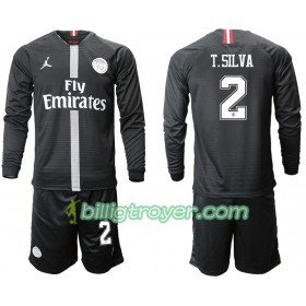 Billige Fotballdrakter Paris Saint-Germain T.SILVA 2 Jodan Svart Barn Tredjedraktsett 2018/19 Langermet